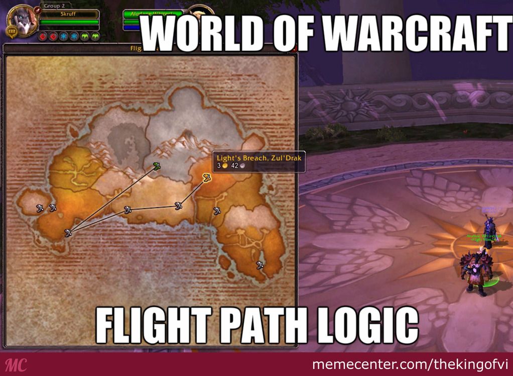 Flight path logic in WoW